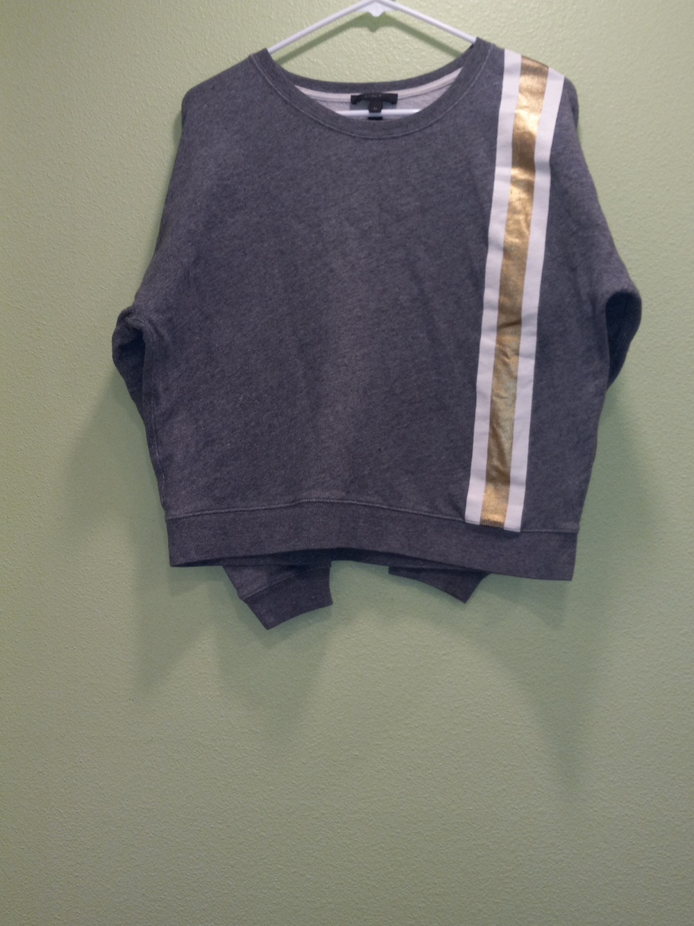 J. Crew Gray Crewneck Sweatshirt with White Trim Gold Stripe